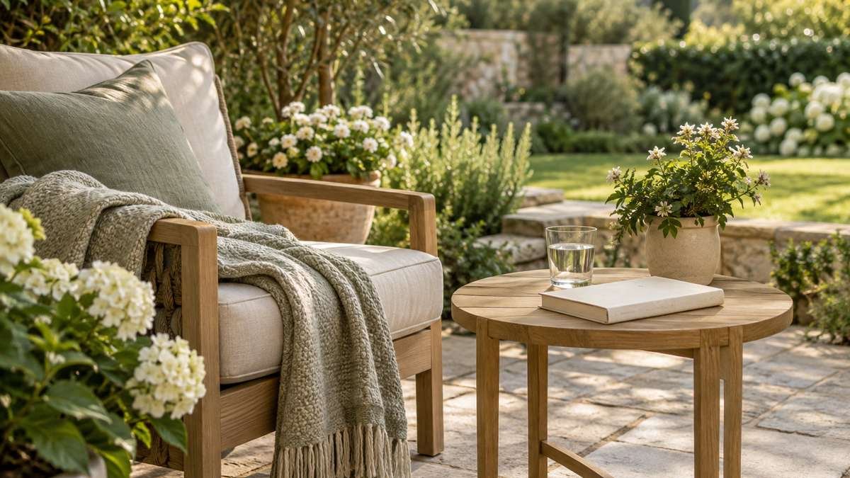 A restful Etobicoke sitting area with a soft chair, side table, plant and afternoon light